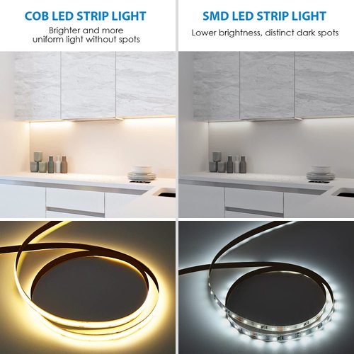 PAUTIX COB LED Strip Light 2700K, 24ft/7.5m Dimmable 3780LEDs DC24V Warm White LED Strip Light,High Lumen Tape Light with RF Remote Timer Function and 48W Power Supply for Home DIY Lighting Project