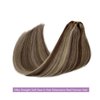 Weft Hair Extensions Sew in Human Hair Extensions Blonde Highlighted 18 Inch Sew in Hair Weft Extensions Real Human Hair Medium Brown with Bleach Blonde Highlights Hair Weave Bundles 100g