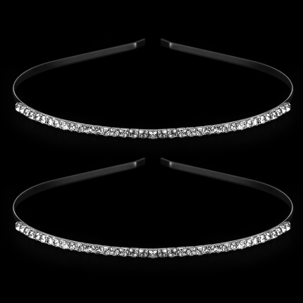 2 Pack Small Silver Rhinestone Headbands for Wedding Brides, Classy Women Girls Hair Styling Accessories, Gift Hair Band for Mom Teen Toddler Girl Stuff, Headdress Decor, Back to School Outfits
