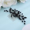 JWICOS Handmade Black Crystal Hair Comb for Wedding Bridal Hair Accessories for Women Prom Halloween Costume Bride Side Comb for Special Occasion