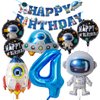 Borsgye Solar System Planet Astronaut Balloons Rocket Foil Balloons Big Mylar Number Helium Global Happy Birthday Garland Banner for Boy Kids Space Themed 4th Year Birthday Party Decorations