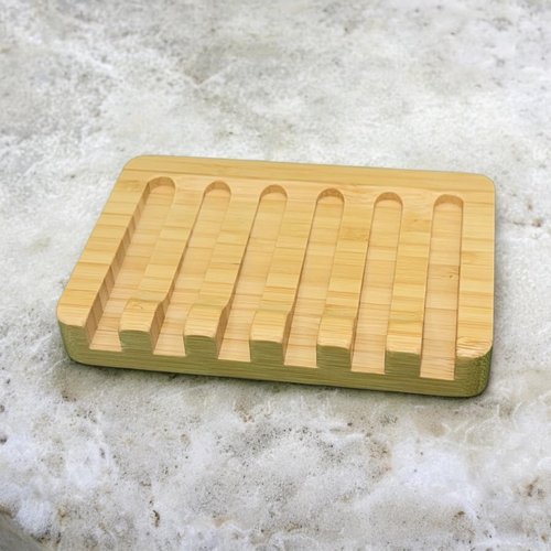 Bamboo Soap Dish with Waterfall Self-Draining Design by BLULEVAR, Eco-Friendly Soap Saver for Shower, Bathroom Counter, Sink, Kitchen, and Bar Soap Holder, Durable and Stylish Natural Bamboo Material