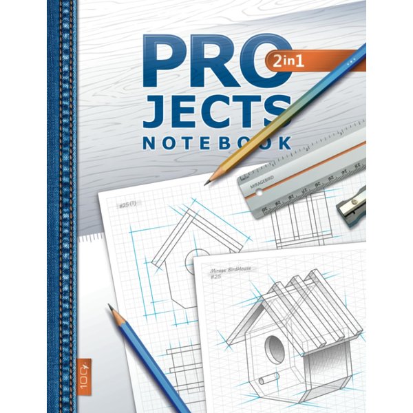 PROJECTS Notebook 2-in-1: Two Grids Graph Paper Notebook – Engineering Grid and Isometric Grid (Wide-Angle) for Easy Drafting, 3D Drawing, Sketching | 8.5" x 11" | Woodworking Style