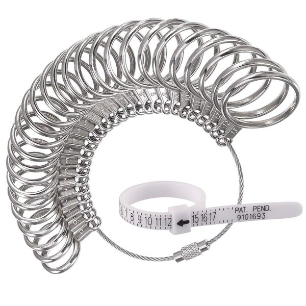 Jewelry Sizers Stainless Iron Ring Sizer Finger Ring Sizing Measuring Tool Ring Sizer Gauge Set Circle Models with Plastic Ring Sizer Belt