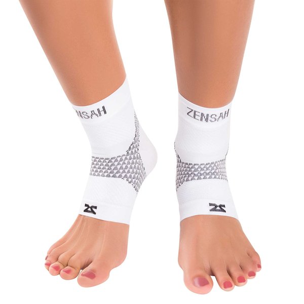 Zensah Plantar Fasciitis Sleeves (Pair) – Plantar Fasciitis Socks, Arch Support, Plantar Fasciitis Brace – Relieve Heel Pain, Arch Support, Medium, White