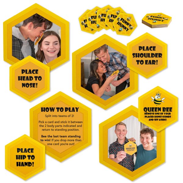 Squirrel Products Funny Hunny - The Zany Physical Challenge Party Game for Adults or Kids - Twist, Bend, and Move Your Body to Build Your Hive and Win