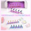 ANGNYA 2 Set Nail Stand ,Aurora Nail Holder for Painting Nail Stand for Press on with 96 Pcs Reusable Sticky Putty Nail Display Stand Nail Hand Practice Magnetic Nail Art Tools for Homes and Salons