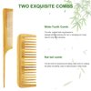 MRD Hair Brush Set, Natural Bamboo Comb Paddle Detangling Hairbrush, Wide-tooth and tail comb No Bristle, suit for Women Men and Kids Thick/Thin/Curly/Dry Hair Gift kit Yellow