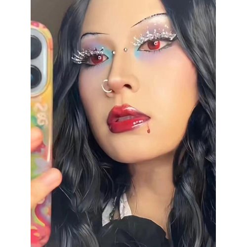 Manqianxun Spider Web Crown Halloween Costume Fancy Fashion Party Look glisten Lashes False Eyelashes 1 Pairs