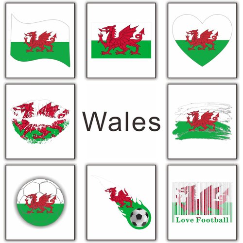 Meme Series Womaha 40 Sheets Wales Flag Temporary Tattoos for Kids Football Temporary Face Tattoos
