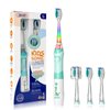 SEAGO Kids Electric Toothbrush with 2 Mins Brushing Timer and 4 Replacement Bursh Heads, Rainbow LED Light Make Brushing Fun, Green Color Boys Battery Powerd Toothbrush for 4-12 Years Old
