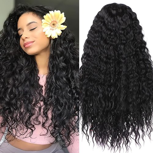 BASEMMAHER Lace Front Wigs Human Hair Pre Plucked Brazilian Wet and Wavy Human Hair Wigs for Black Women, 28 Inch Natural Color Glueless Curly Lace Frontal Wigs