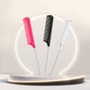 RHOS Retractable Rat Tail Comb for Parting,Protable Fine Tooth Teasing Comb for Styling,Hair Cutting,Braiding-Carbon Parting Combs for Braiding Hair,Stainless Steel Pin Tail Teasing Comb(White)