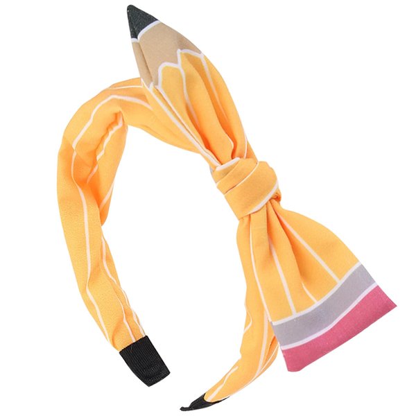 Totelux Back to School Pencil Headband Bow Hair Band Yellow Hair Accessories for Women Girls Teachers Toddler Student School Classroom Party Supplies