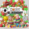 95Pcs Sports Balloon Garland Kit, Baseball Basketball Soccer Volleyball Football Balloons Sports Foil Balloons with Sports Backdrop for Sports Birthday Party Supplies Decoration (Happy Birthday)
