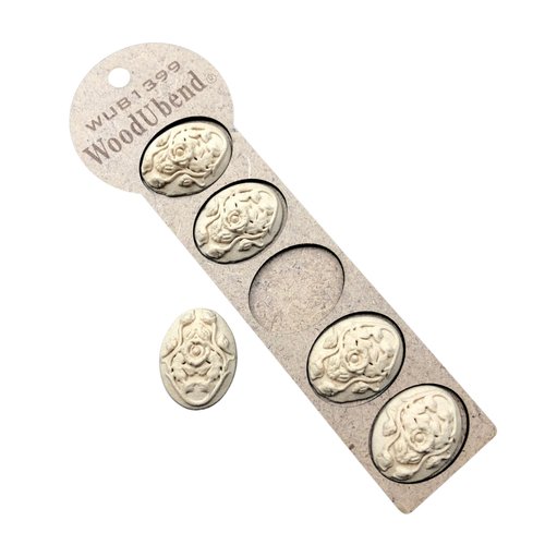 WoodUbend WUB1399 Floral Plaques Heat Bendable & Flexible Wood Appliques 3.5x2.5cm - DIY Craft, Furniture & Home Decor - Easy to Apply & Paint - Versatile, Reusable & Durable Decals (5 Pack)