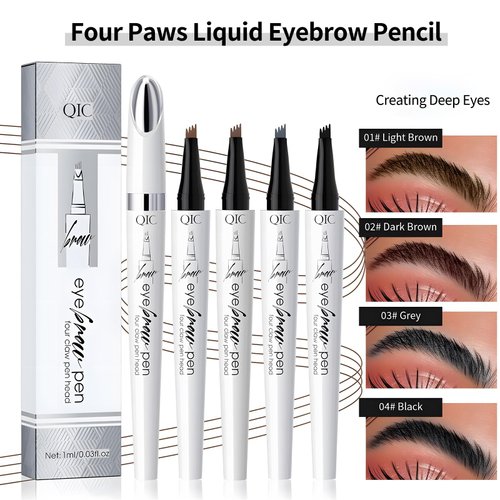 Magic Eyebrow Pencil, 2024 New 3D Microblading Waterproof Eyebrow Pencil, Natural Makeup Fine Stroke Magic Eyebrow Pencil with 4 Micro-Fork Tip for Women (Gray)