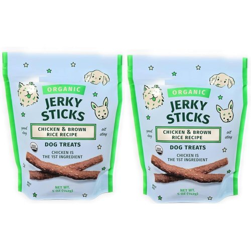 Organic Jerky Sticks Chicken & Brown Rice Recipe Dog Treats 5oz/142g - (Pack of 2)