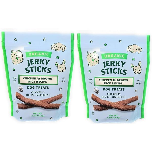 Organic Jerky Sticks Chicken & Brown Rice Recipe Dog Treats 5oz/142g - (Pack of 2)