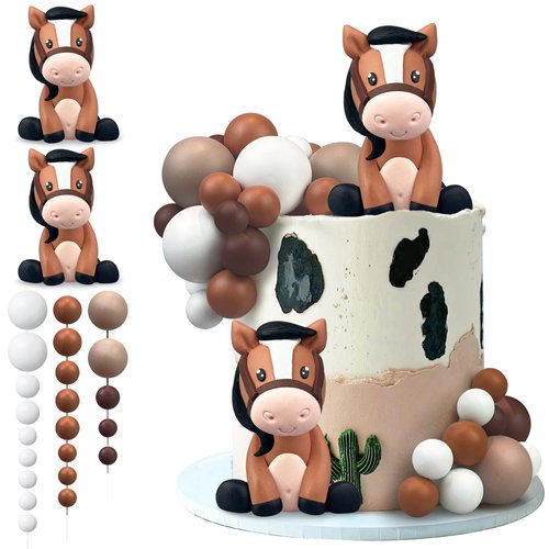 27 PCS Horse Cake Toppers Ball Cake Picks Horse Baby Shower Cake Decoration for Horse Theme Party Favors Supplies (Horse)