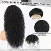 LEOSA Kinky Curly Ponytail Extension for Black Women Black Drawstring Ponytail Synthetic Long Afro Kinky Ponytail Extension Deep Curly Instant Clip Hair Ponytail 26inch