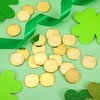 240 Pieces St. Patrick's Day Shamrock Coins Saint Patty's Day Plastic Lucky Clover Coins Shamrock Luck Coins Table Sprinkles for Party Supplies (Gold)