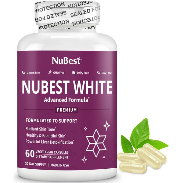 NuBest White - Glutathione 400mg & Milk Thistle Extract - Skin Brightening Supplement - Supports Beautiful and Radiant Skin - Antioxidant & Detoxification - 1 Pack | 1 Months Supply