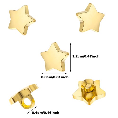 Mabor 100Pcs Star Buttons Small Plastic Sewing Craft Gold Star Buttons 1/2 Inch Star Decorative Buttons for Clothing Costume Design Scrapbooking Art Crafts DIY Decoration