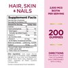Nature's Bounty Optimal Solutions Hair, Skin and Nails Gummies with Biotin, 25000 mcg, Strawberry Flavored, 200 Count