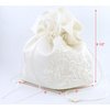 Satin Bridal Wedding Small Money Bag with Pearl-Embellished Floral Lace for Dollar Dance, Bridal Purse, and Other Special Occasions #E1DEDBiv (IVORY)