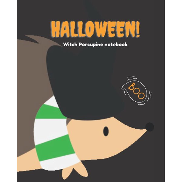 Halloween Witch Porcupine notebook: | College Ruled | 100 Pages | 7.5" x 9.25"