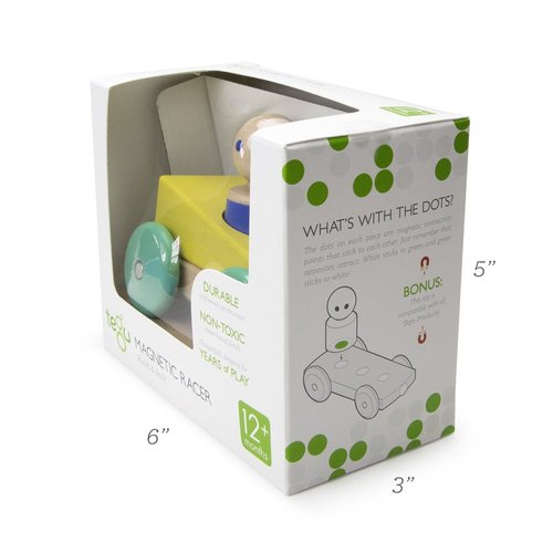 3 Piece Tegu Magnetic Racer Building Block Set, Yellow Big Top