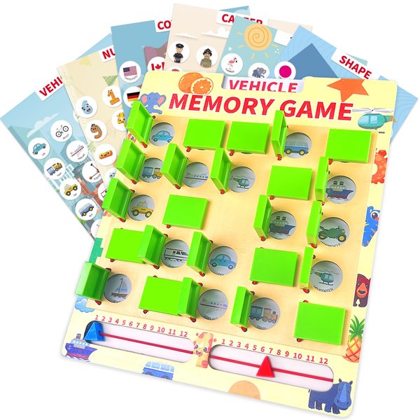 COVTOY Matching Memory Game, Wooden Educational Board Game Travel Toy for Kids Age 3 4 5 6 7 8 Year Old Birthday Gifts for Boys Girls