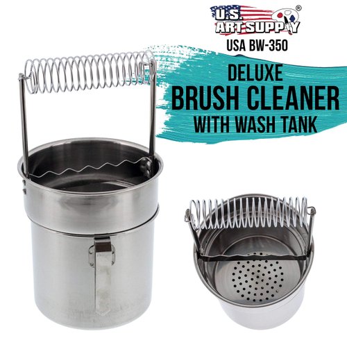 US Art Supply Deluxe Brush Cleaner-Brush Washer with Wash Tank