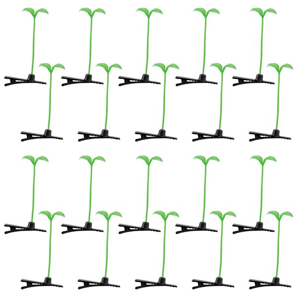 AUEAR, 20 Pack Green Bean Sprout Hair Clips Plant Hairpins Funny Little Grass Barrette hairpin for women girls Hair Accessories