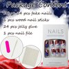 24Pcs Independence Day Press on Nails Medium Length Square Fake Nails Short Patriotic Red French Tip Glue on Nails American Flag Full Cover False Nails 4th of July Star Acrylic Nails for Women