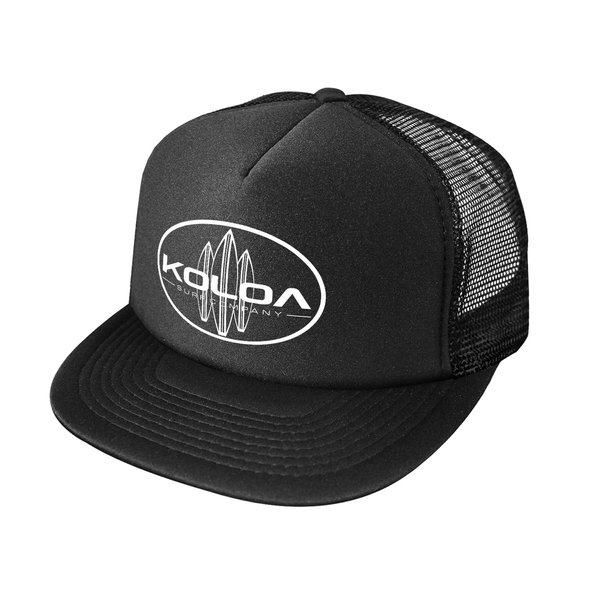 Joe's USA Koloa Surf Classic Surfboards High Profile Poly-Foam Trucker Hat-Black Black