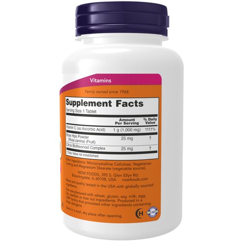 NOW Supplements, Vitamin C-1,000 with Rose Hips & Bioflavonoids, Antioxidant Protection*, 100 Tablets
