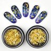 MEILINDS Gold Nail Studs Gems Sparkle Rhinestones Metal Rivets Charms Hollow Moon Star Shaped Artificial Pearls DIY 3D Nail Art Decoration(2 Boxes)