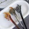 Handmade Buffalo Horn Hair Fork, Chopstick Hair Pins for Long Hair, Chignon, Accessories, Anti-Static Pocket Hair Stick, Gift For Women Mom Wife Daughter Girl, Mothers Day, Birthday (Camellia)