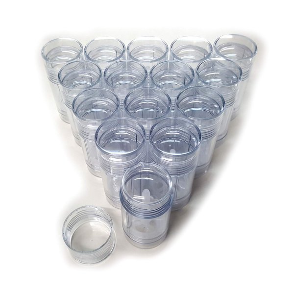 Empty Deodorant Containers - Twist-up, Reusable, Recyclable, DIY Empty Deodorant Tubes, Bottom-fill 2.0 Oz (15-Pack, Clear)