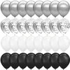 Tuoyi 100pcs Chrome Metallic Balloons,12 Inch Black White and Silver Balloons, Confetti Balloons for Wedding Engagement Black Party Decorations, Birthday Balloons