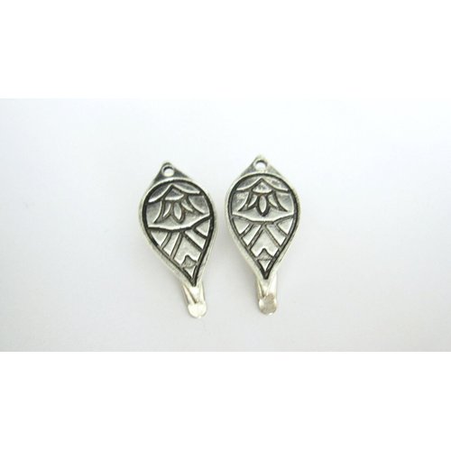 2 small leaf shape silver native looking metal alligator hair clip for fine
