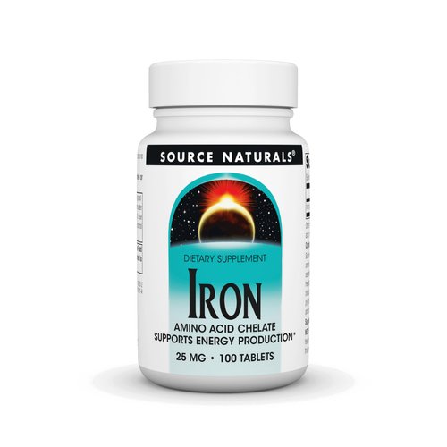 Source Naturals Iron, Amino Acid Chelate - Dietary Supplement That Supports Energy Production - 100 Tablets