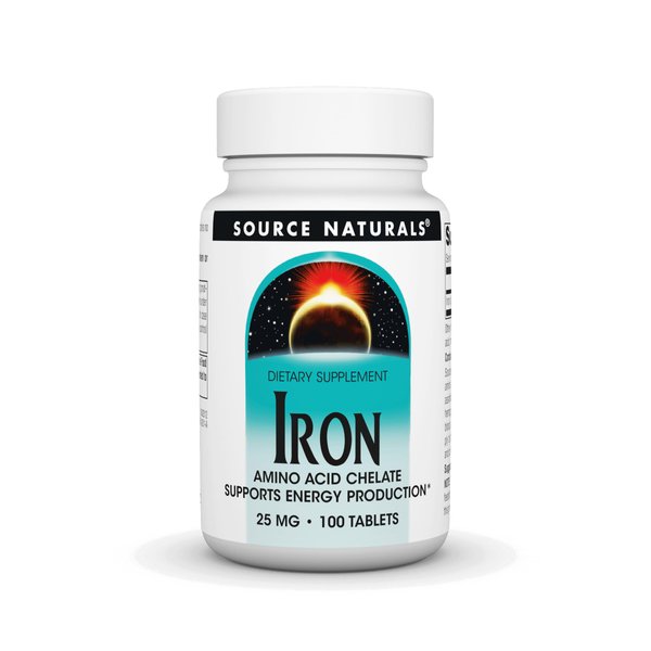 Source Naturals Iron, Amino Acid Chelate - Dietary Supplement That Supports Energy Production - 100 Tablets