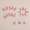 Press on Nails Medium Coffin MABKJLF French Fake Nails Pink Full Cover White Gradient False Nails with Designs Glossy Glue on Nails Acrylic Nails Artificial Nails for Women Girls 24Pcs