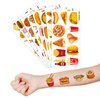 96 PCS Cute French Fast Food Hamburger Fries Pizza Temporary Tattoos Themed Birthday Party Decorations Supplies Favors Decor Yummy Tattoo Stickers Gifts For Kids Boys Girls School Prizes Carnival