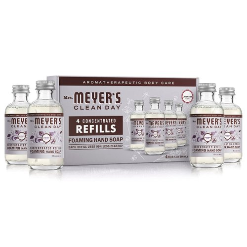 Mrs. Meyer's Clean Day Foaming Hand Soap Concentrated Refills, 4 Concentrated Refills (2 Fl. Oz each), Lavender Scent, Makes 40 Fl. Oz. of Foaming Soap Total