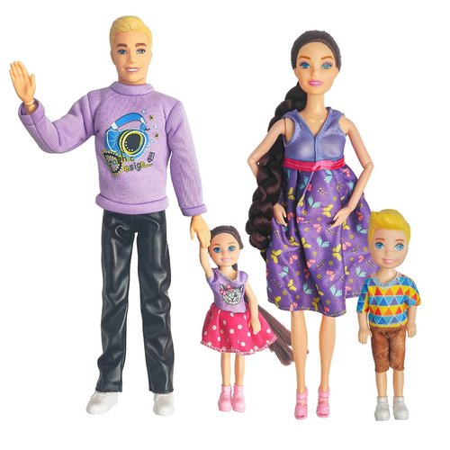 Chioldilly Interactive Family Toy Fun Action Figures Set, Imaginative Educational Family Doll Play, for Kids 3+(Editions B)