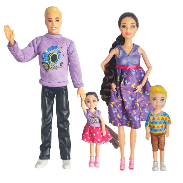 Chioldilly Interactive Family Toy Fun Action Figures Set, Imaginative Educational Family Doll Play, for Kids 3+(Editions B)